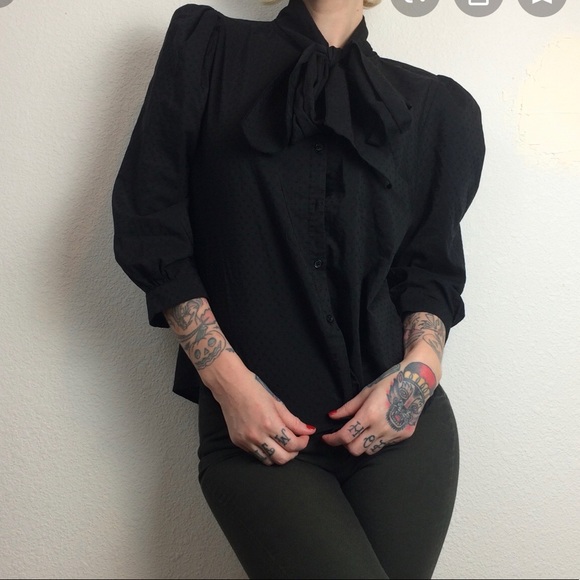 Pierre Cardin Tops - Vtg 1970s PIERRE CARDIN Blouse Pussybow Tie Puffy